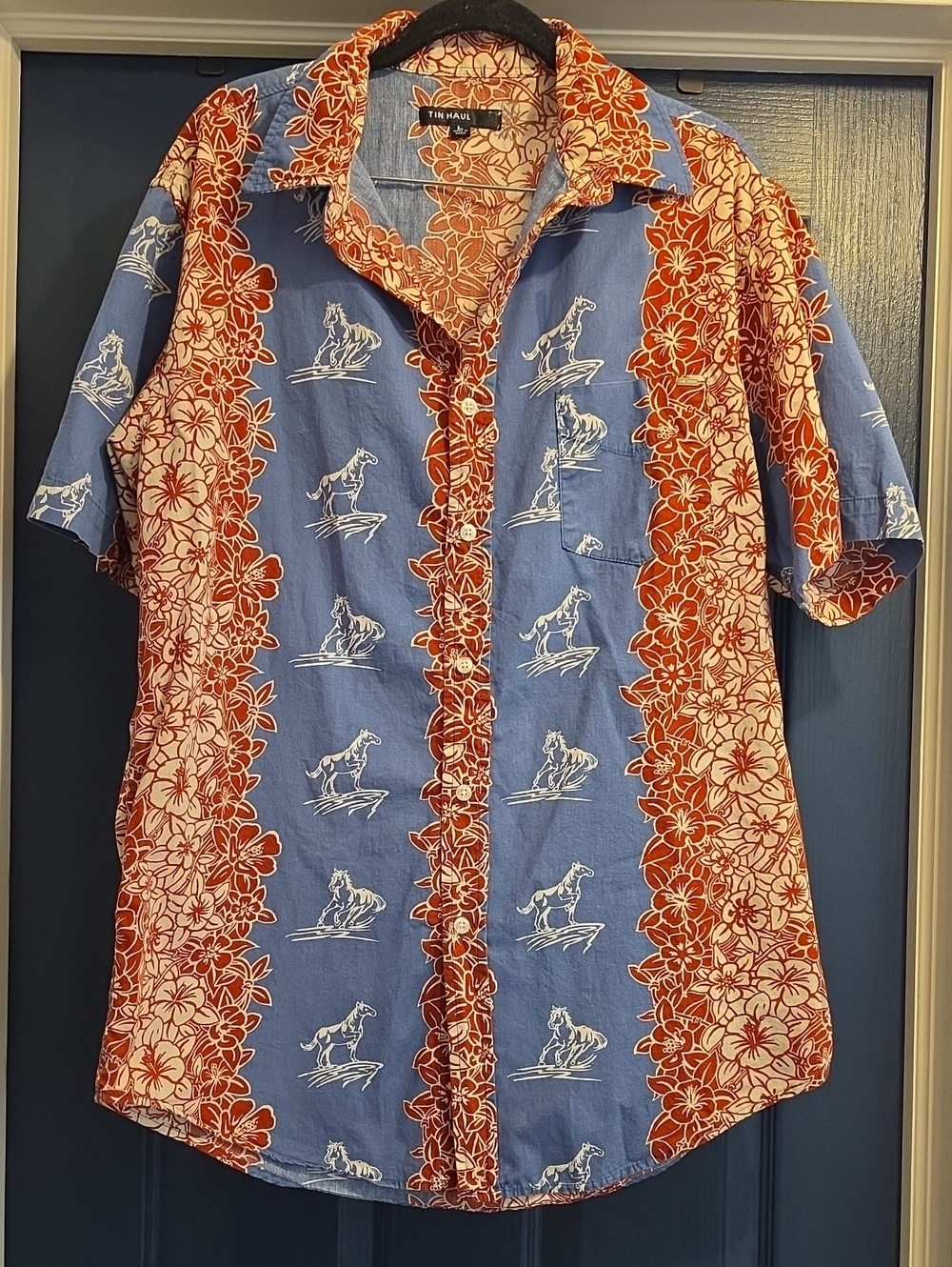 Tin Haul Blue and Red Surf Floral Camp Shirt - Men